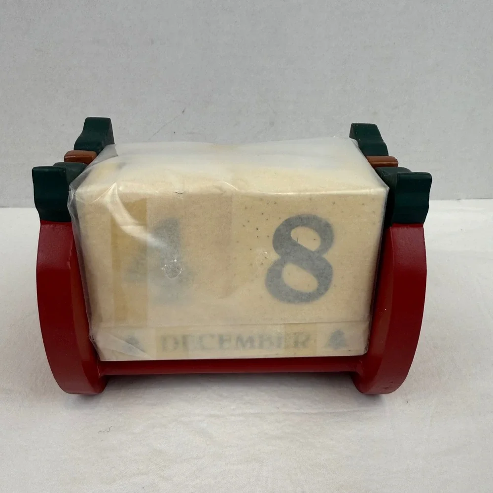Vintage Wooden Perpetual Calendar Apple Shape Red Desktop Teacher Gift Cottage